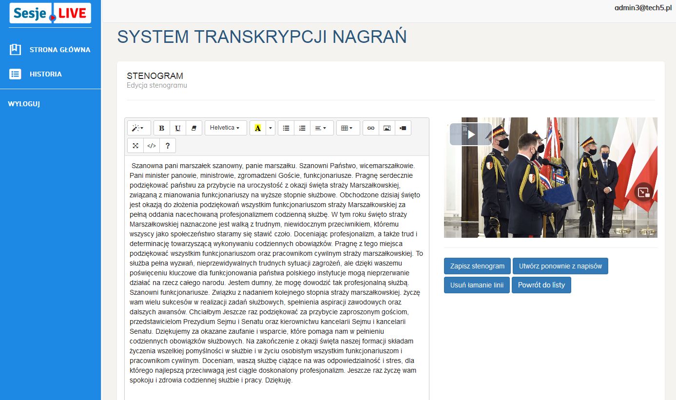 Generowanie stenogramu z napisów